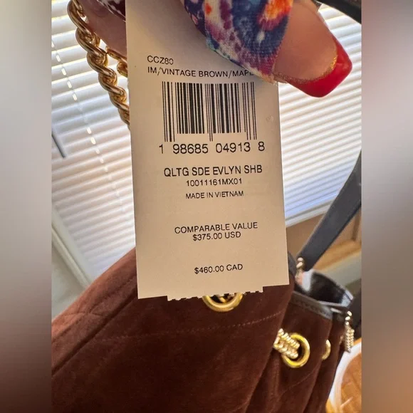 Coach NWT Honey Brown Suede Evelyn Large Shoulder Bag - Picture 10 of 13